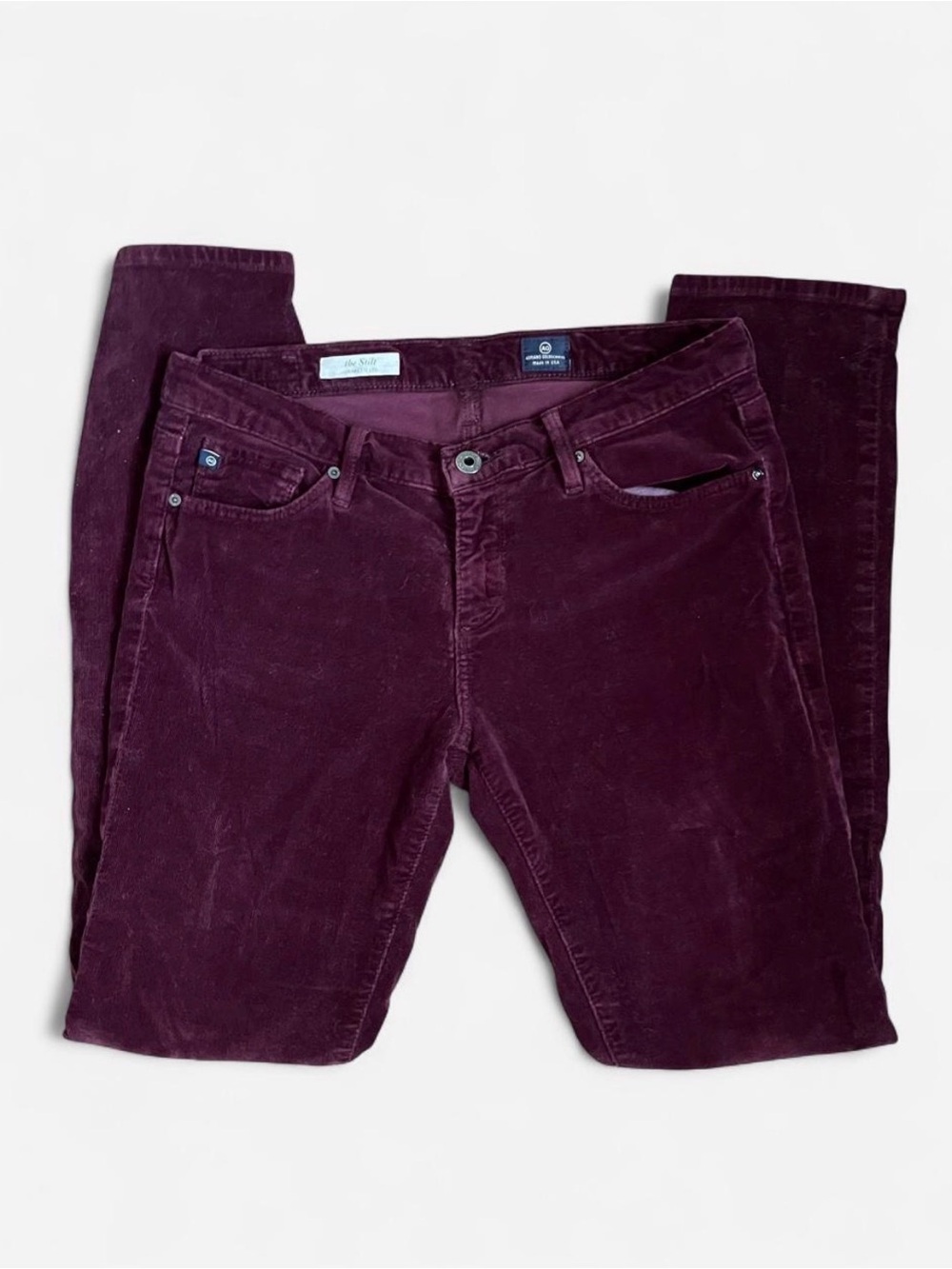 Ag Adriano Goldschmied Women’s Burgundy Skinny Corduroy Jeans